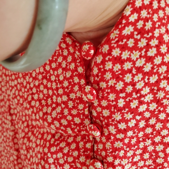 Rayon Dress Floral Print Tie Sleeves - Picture 8 of 9